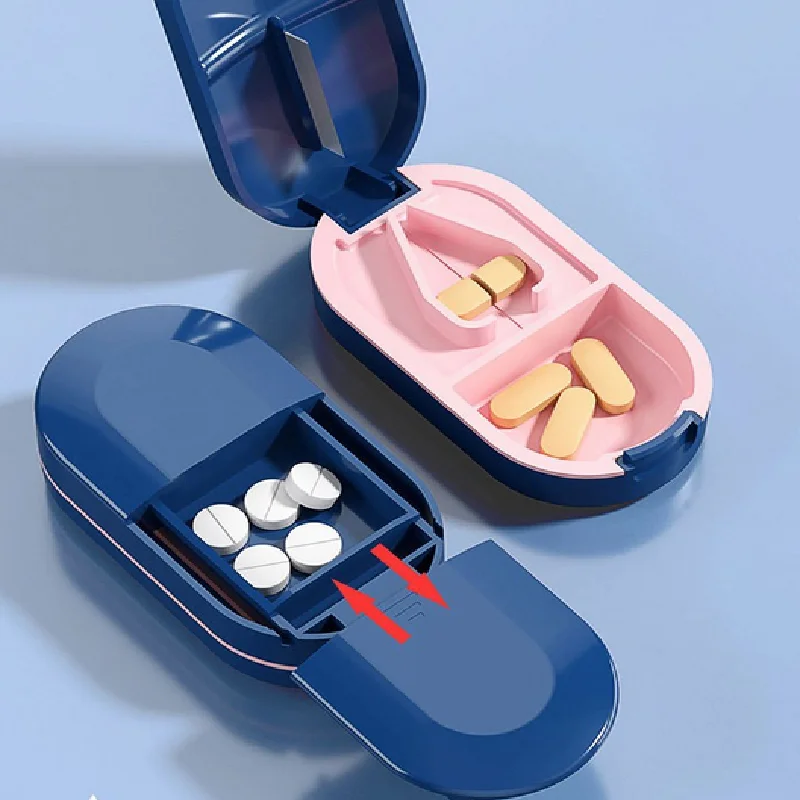 Small Pill Cutter Portable Medicine Box Pill Tablets Container Waterproof Travel Case Pill Splitter Cuts Vitamins Tablet