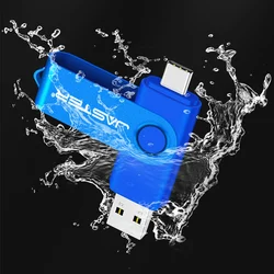 Unidad Flash USB TYPE-C azul, 64GB, logotipo personalizado gratis, unidad de bolígrafo, llavero de 32GB, memoria, Pendrive de alta velocidad, disco U resistente al agua