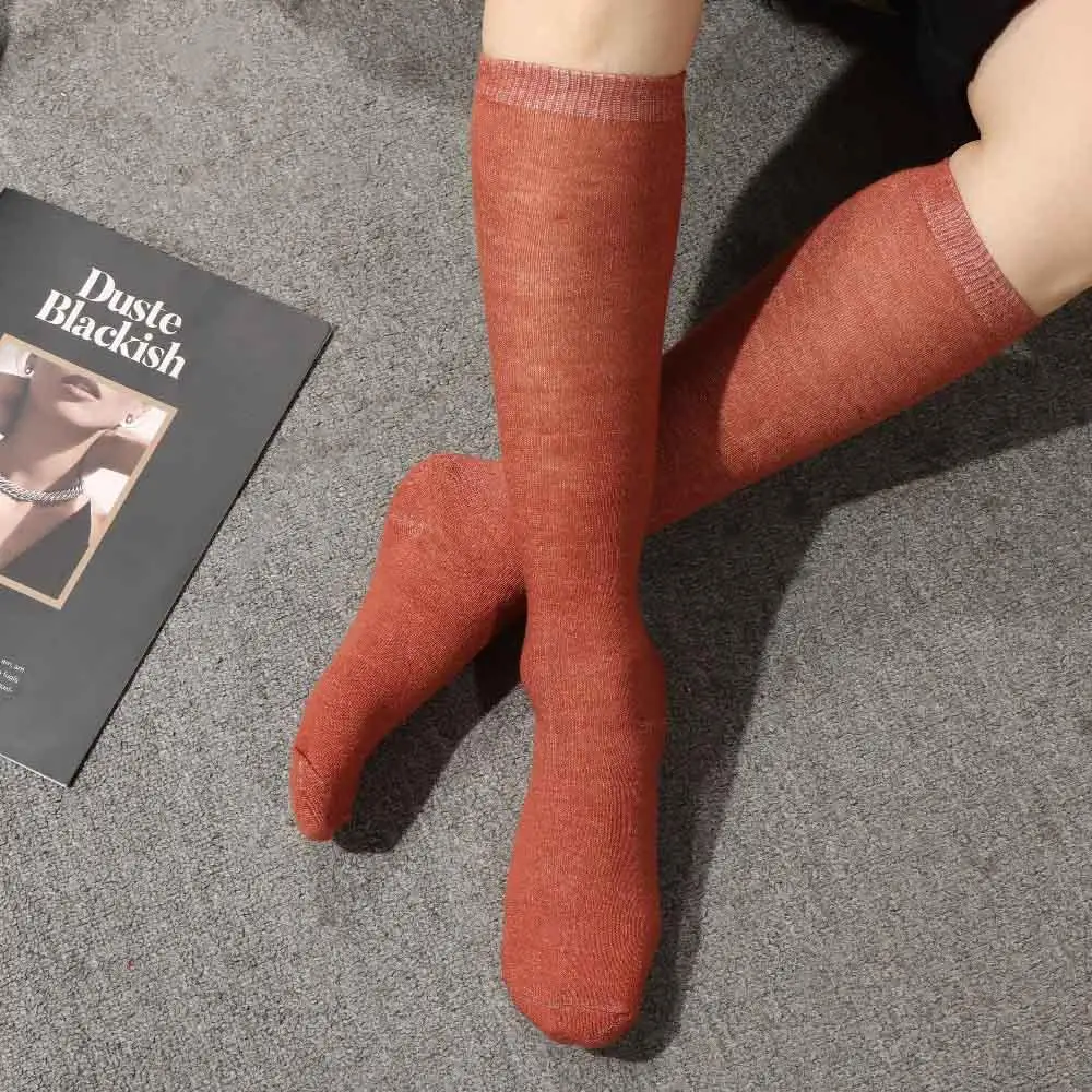 

Sexy Casual Cotton Student Ladies Solid color Calf Sock Hosiery Women Stockings Knee High Socks