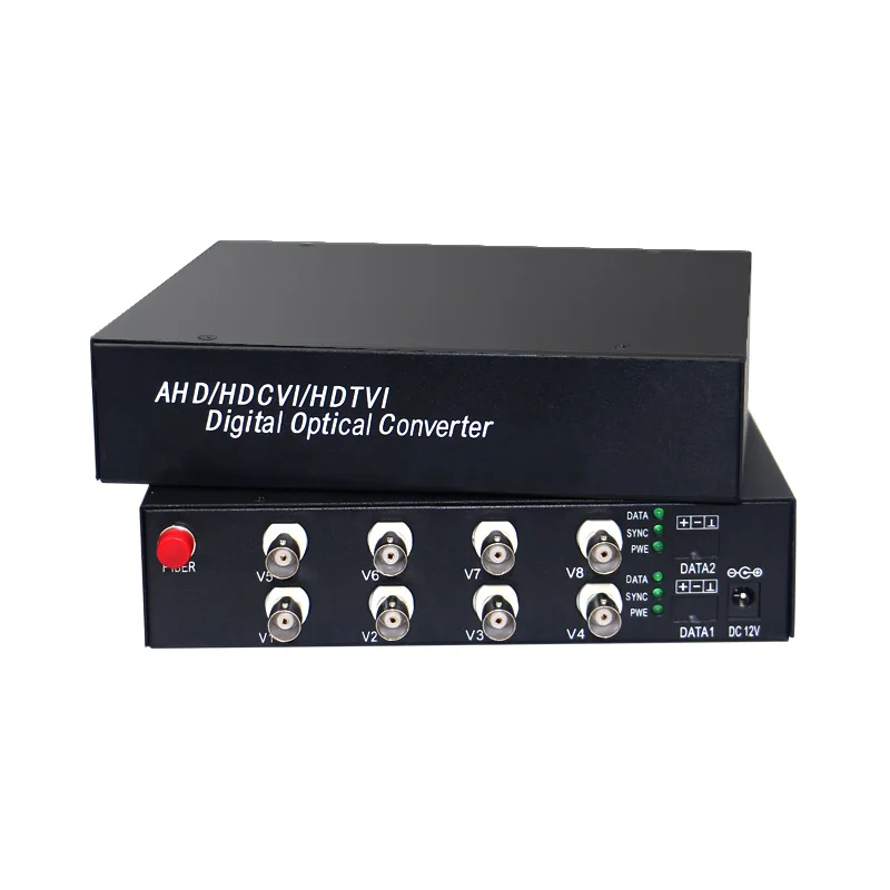 

8 Bnc Ports CCTV HD TVI CVI AHD Over Fiber Optic Converter For 2MP 1.3MP 1MP CVI TVI AHD HD Video Camera CCTV System