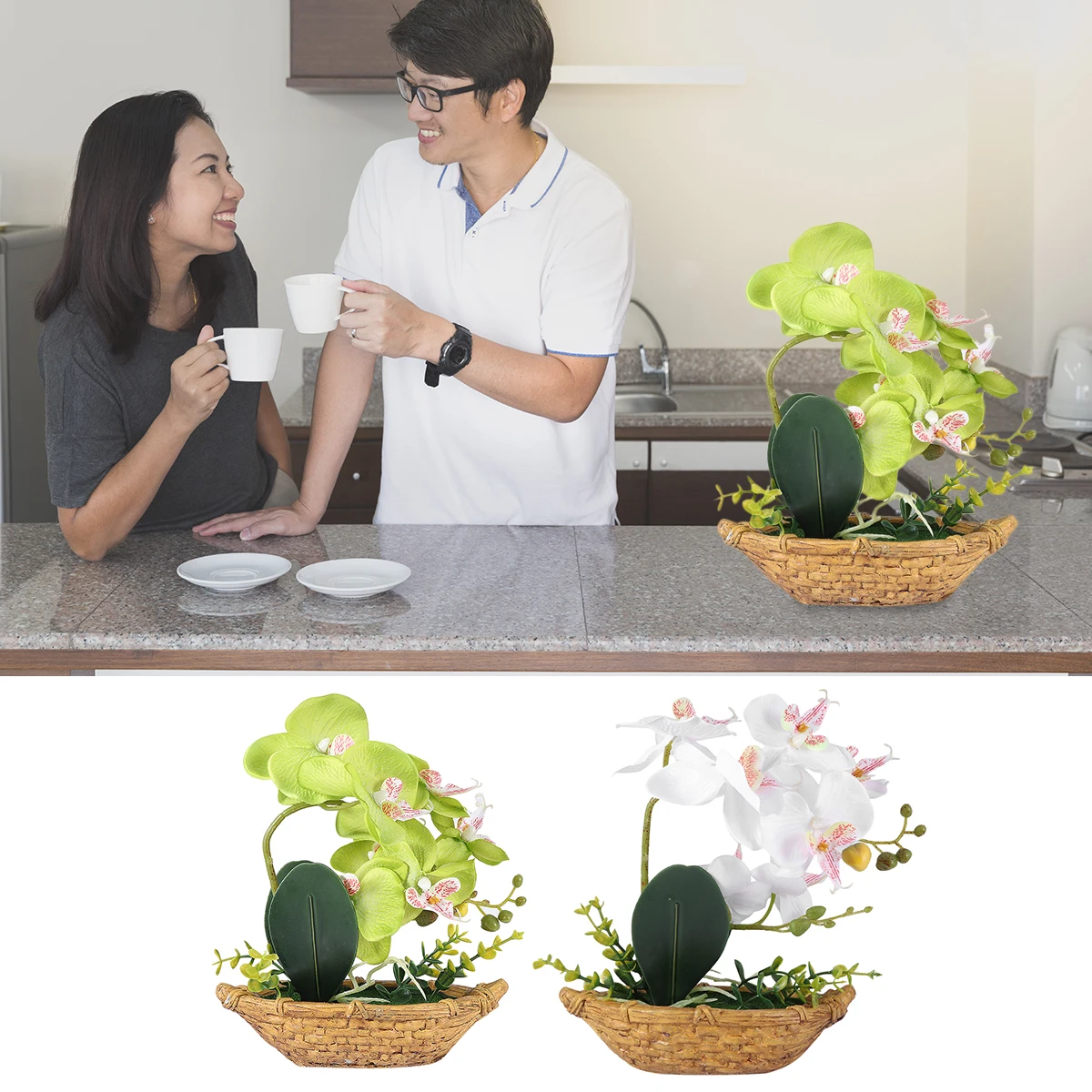 

Simulated Phalaenopsis Bonsai Fake Flower Garden Plant Ornament Flowerpot Orchid