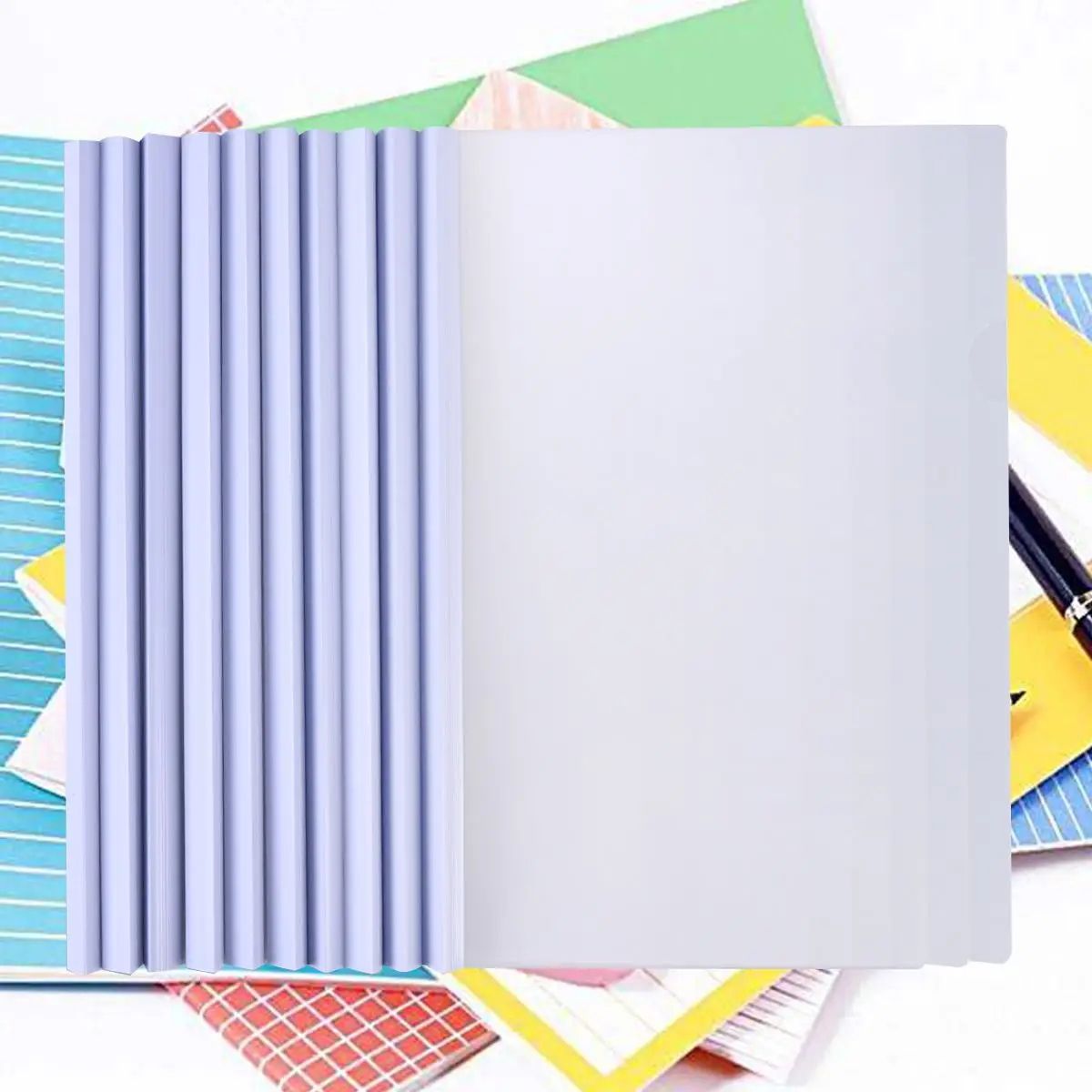 10pcs File Folder Transparent Sliding Bar A4 Paper Cover High Capacity Non Slip Locking Documents Organizer Report Binder