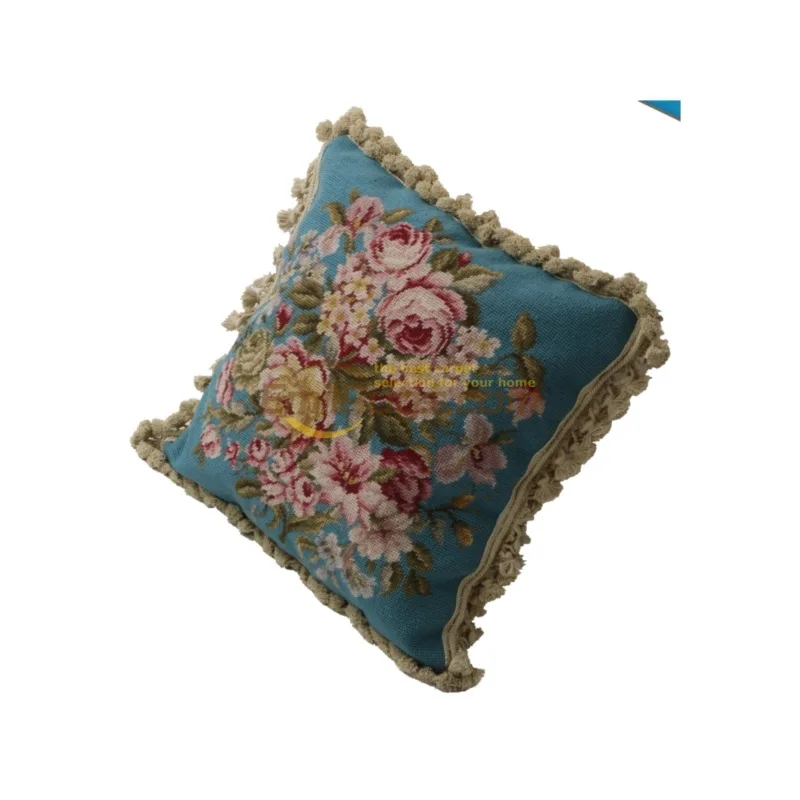 Embroidery throw pillow Ethnic woven throw pillow retro needlepoint embroidery flower Renaissance art