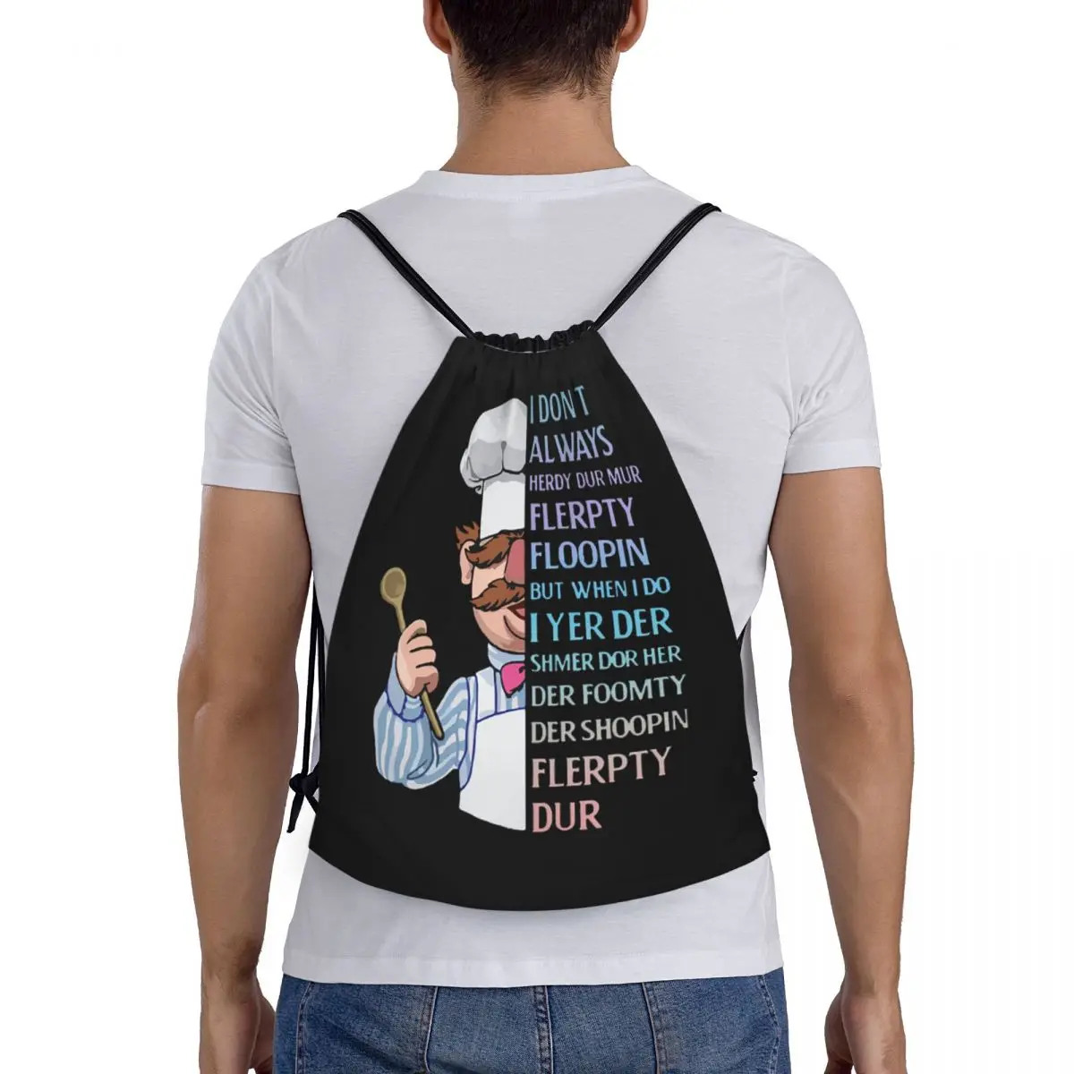 

The Swedish Chef - I Dont Always Herdy Dur Mur Backpacks Casual Drawstring Bags Sports Bag Book Bags for Travel School