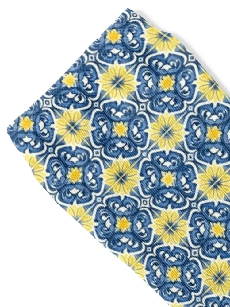 Portuguese Tiles (Blue & Yellow Azulejos) #2 Socks Children's Men's summer aesthetic Men Socks Women's