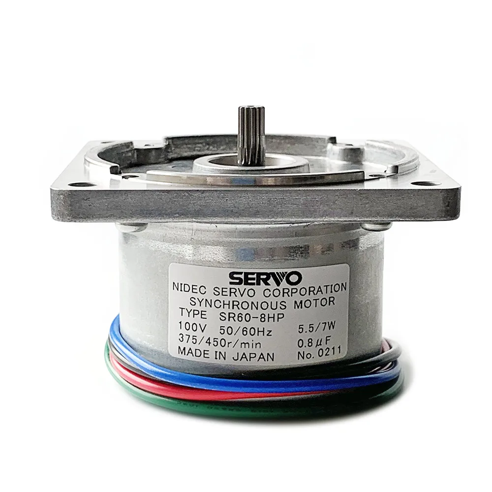 Japan Nidec Servo SR60-8HP 100V 50/60Hz  Small AC Synchronous Mo tor With Pinion Shaft (5.5/7W 375/450r/min)