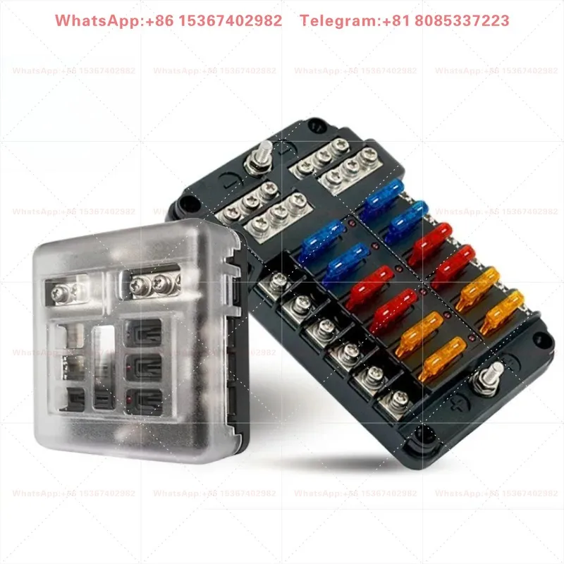 Plug in flame retardant fuse box with multiple negative poles and indicator light fuse holder
