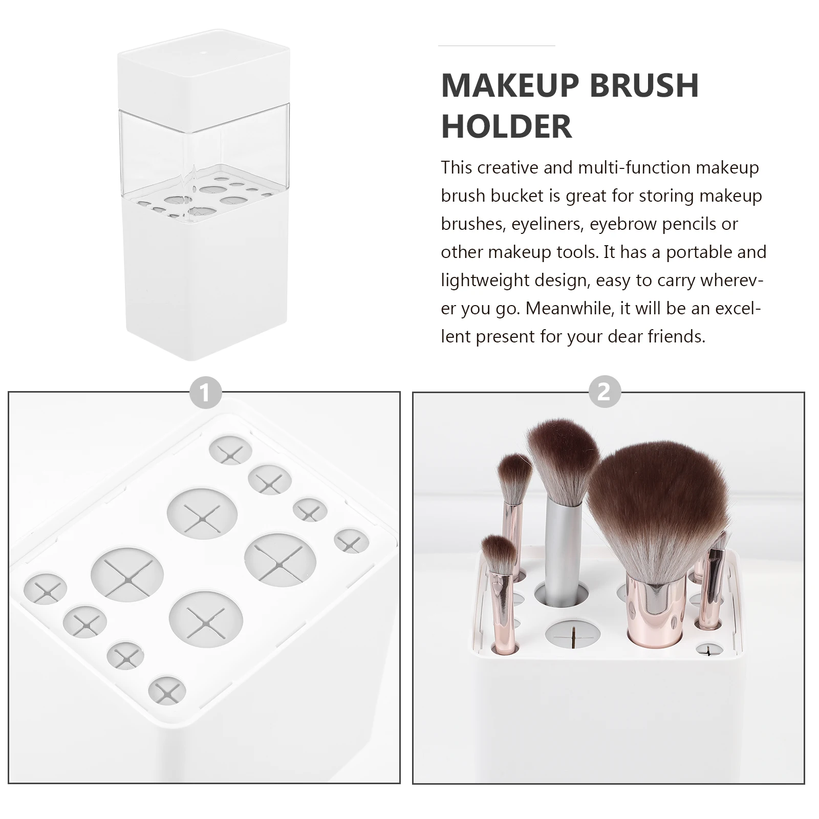 

Transparent Makeup Holder With Lid Plastic Eyebrow Pencil Storage Box Organizer Tools Bucket Brush Organizing Holder