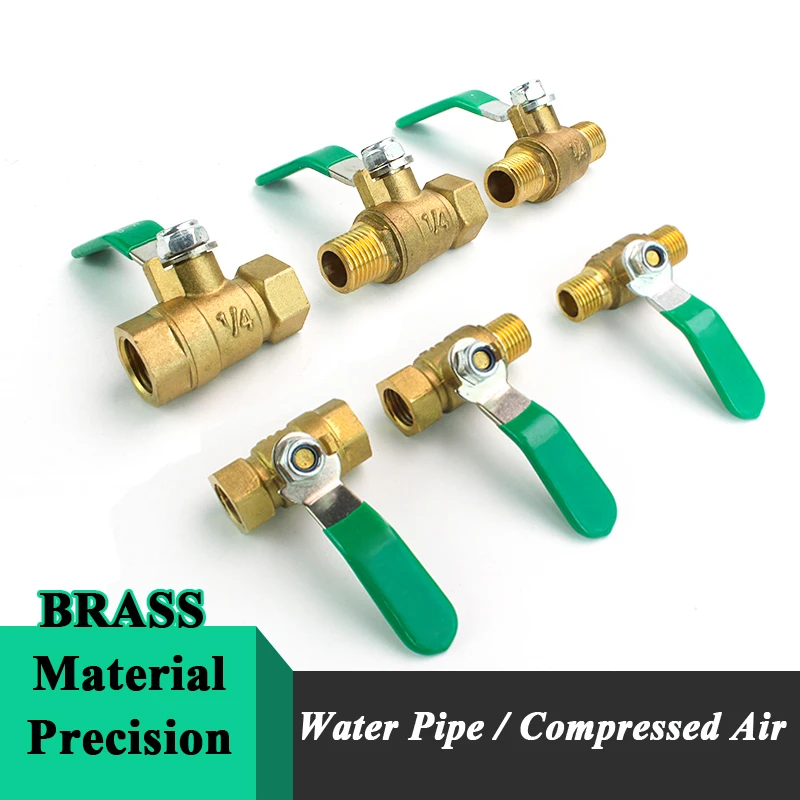 

Ball Brass Valve 1/8" 1/4'' 3/8'' 1/2'' Female/Male Thread Brass Small Valve Connector Joint Copper Pipe Fitting Coupler Adapter