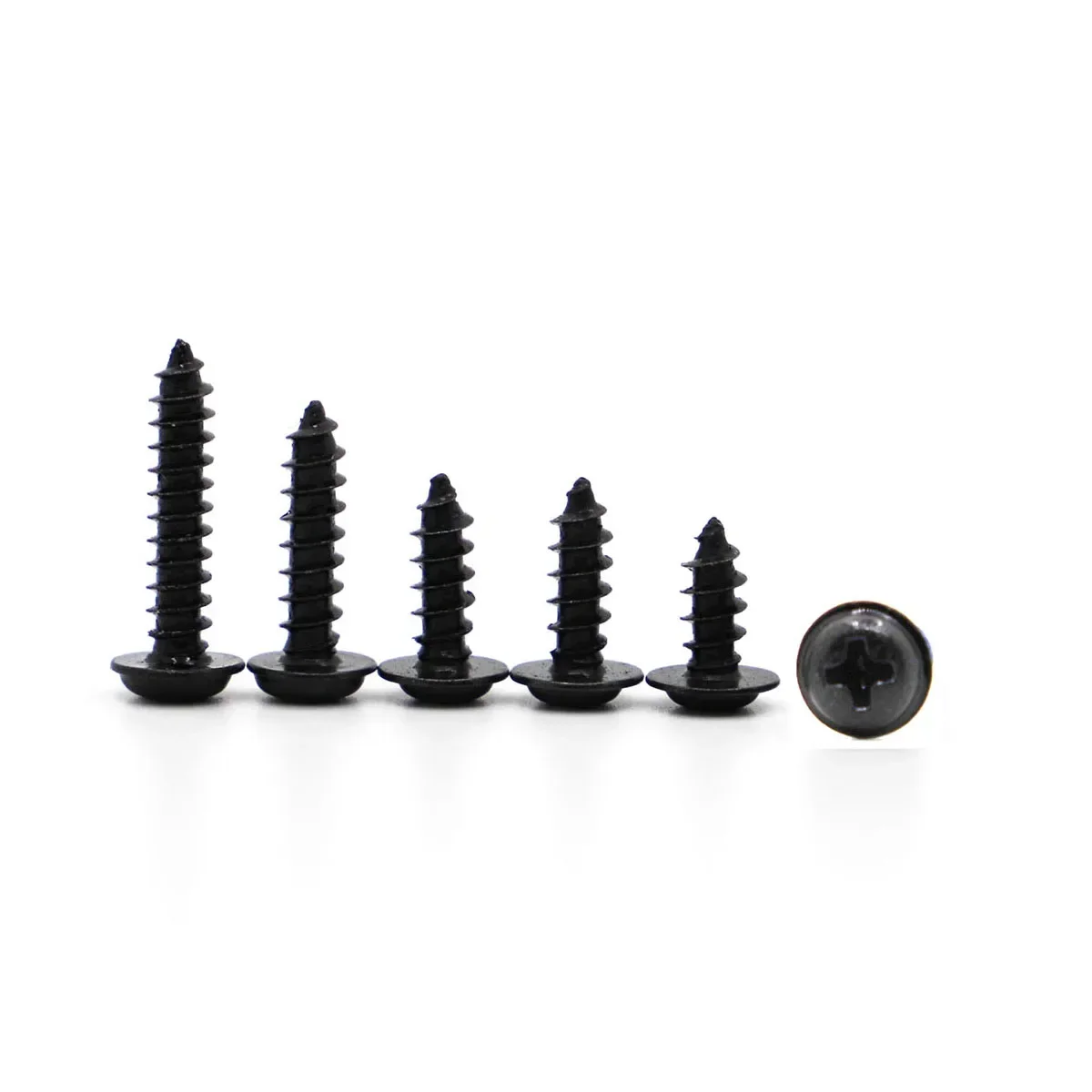 PWA M1.4 M1.7 M2 M2.3 M2.6 M3 M4 Black Padded Round Head Carbon Steel Self-Tapping Screws With Pad