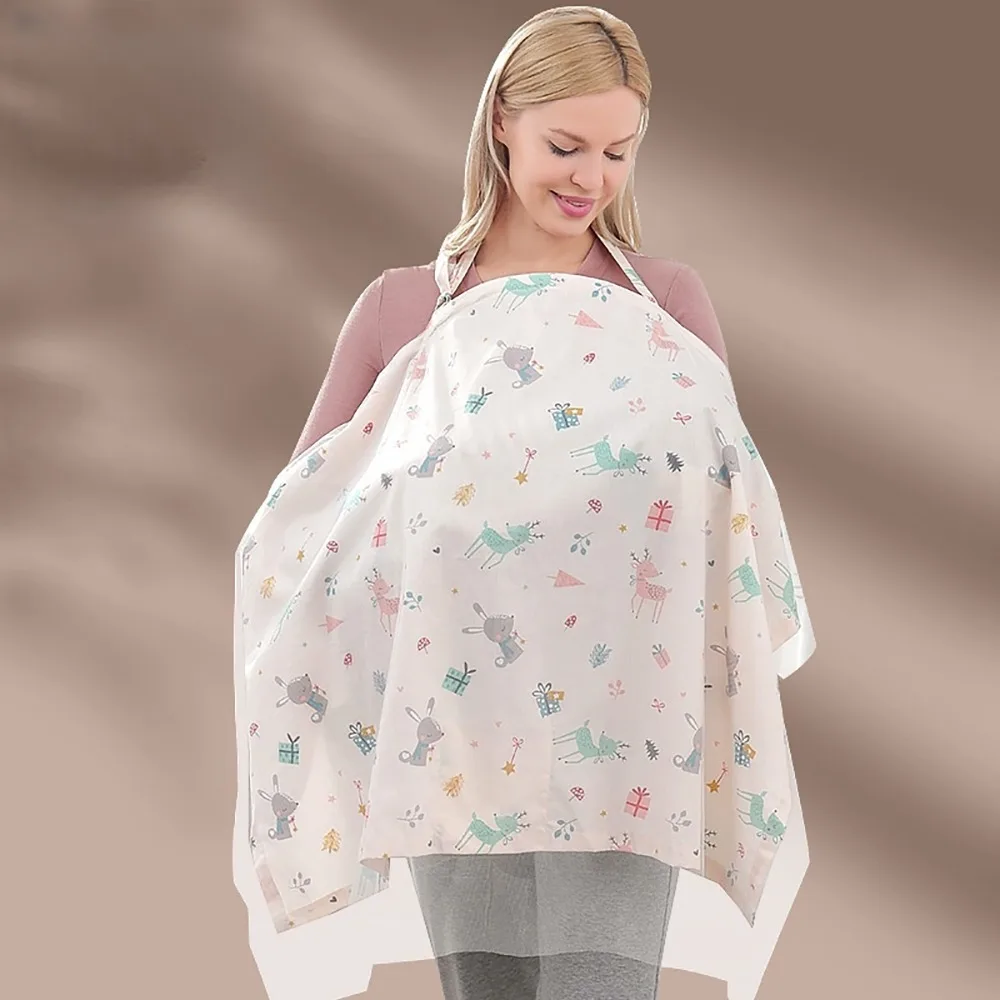 Breathable Mesh Breastfeeding Cover Cartoon Cotton Outdoor Nursing Towel Adjustable Feeding Cover Baby Stroller Blanket Outdoor