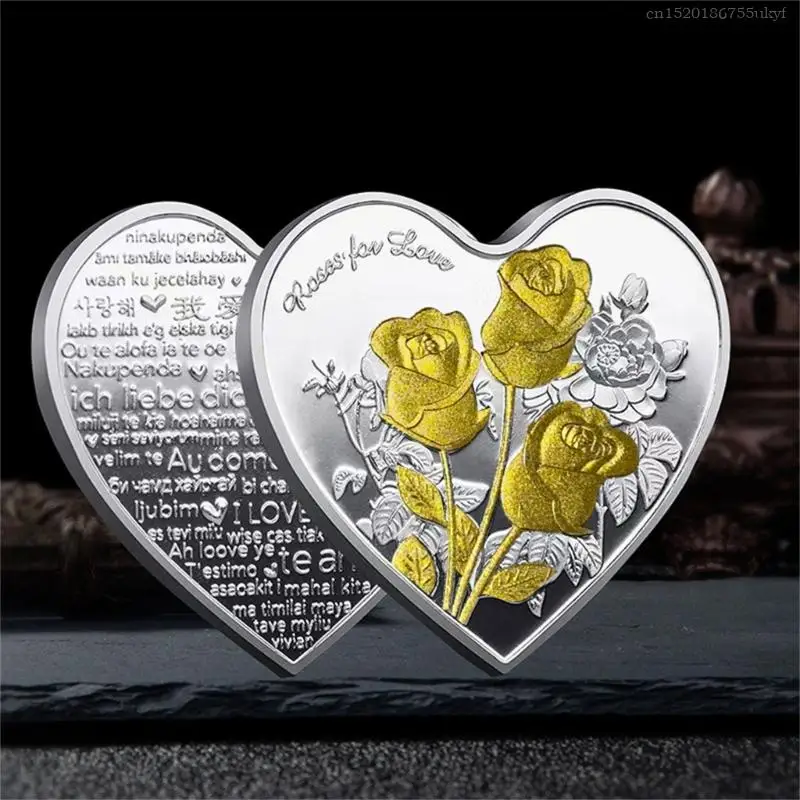 Exquisited Love Heart Metal Coin Meaningful Souvenirs Valentine's Day Gift Coin F1FB