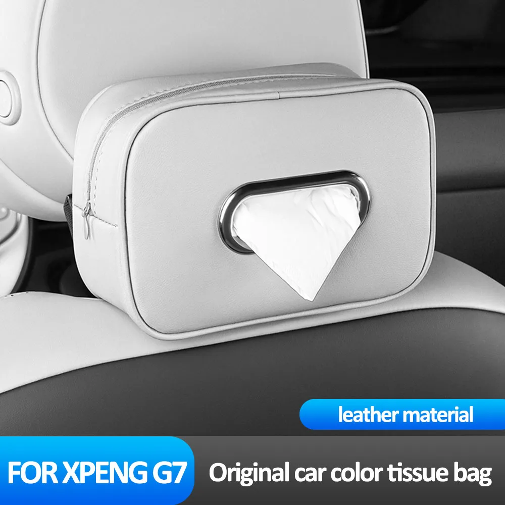 

Special Car Leather Tissue Bag For Xpeng G7 2025 2026 Interior Modification Accessories Original Car Color Seat Back Tissue Box
