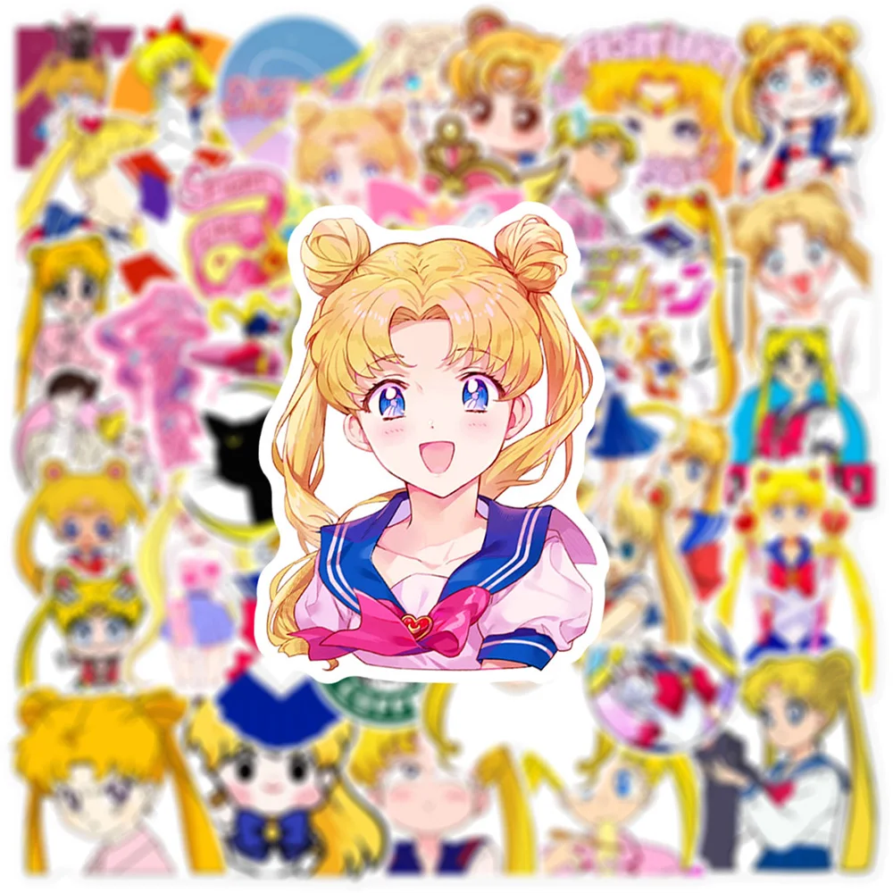 10/30/50pcs Giappone Cartoom Sailor Moon Anime adesivi decalcomanie giocattoli per bambini cancelleria fai da te bagaglio casco decorazione estetica adesivo