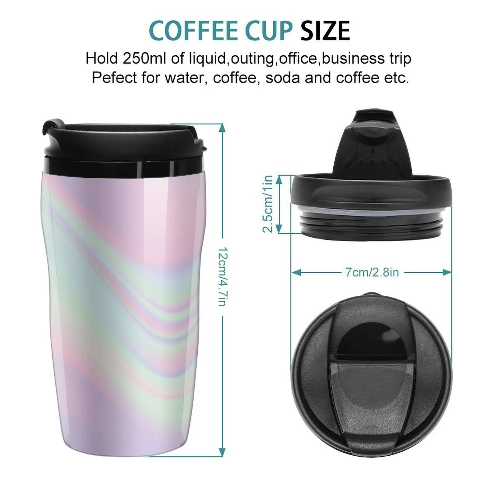 New H.I.P.A.B - Holographic Iridescent Pantone Aesthetic Background Travel Coffee Mug Cups And Mugs Black Coffee Cup