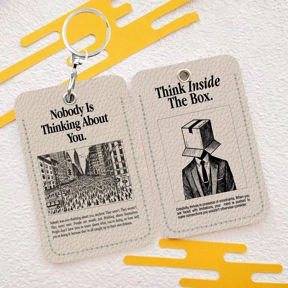 

Minimalist Motivational Quotes Inspirational Fashion Leather Card Keychain ID Bus Door Card Case Perfect Adult Birthday Gift
