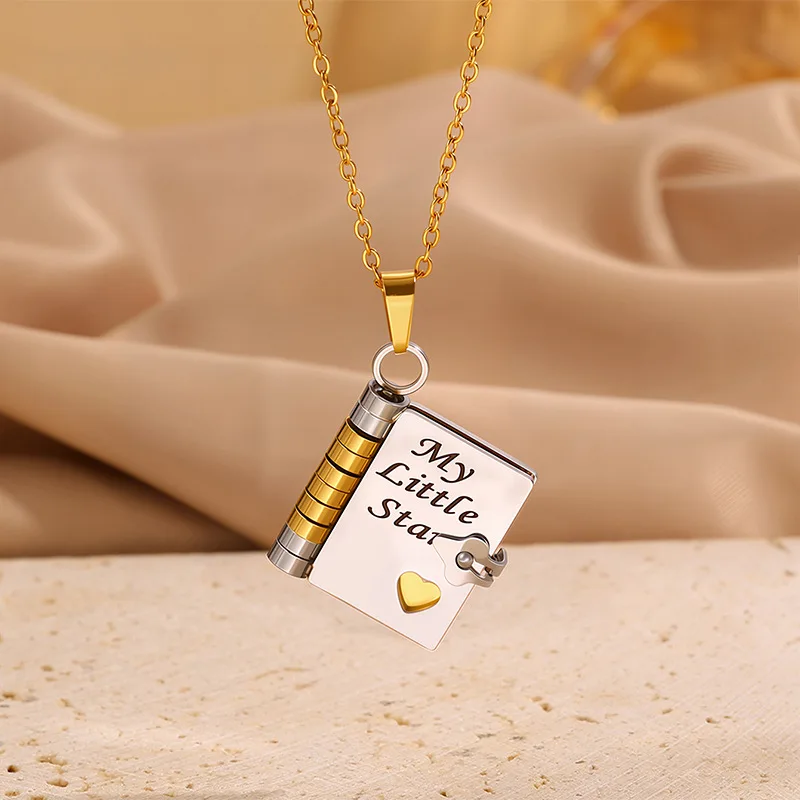 My Little Star Book Necklace My Incredible Daughter Granddaughter Mom Son Sister Love Gifts 18k Gold Jewelry Openable 6 Pages
