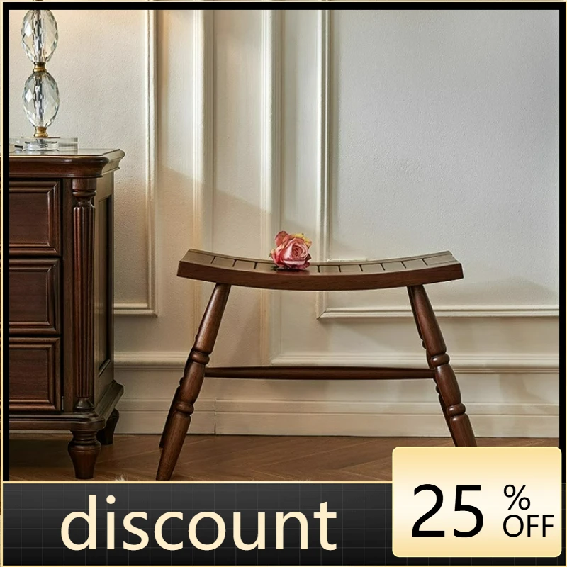 LTT American Full Solid Wood Rocking Chair Footrest Log Bedroom Dressing Bench Living Room Small Stool