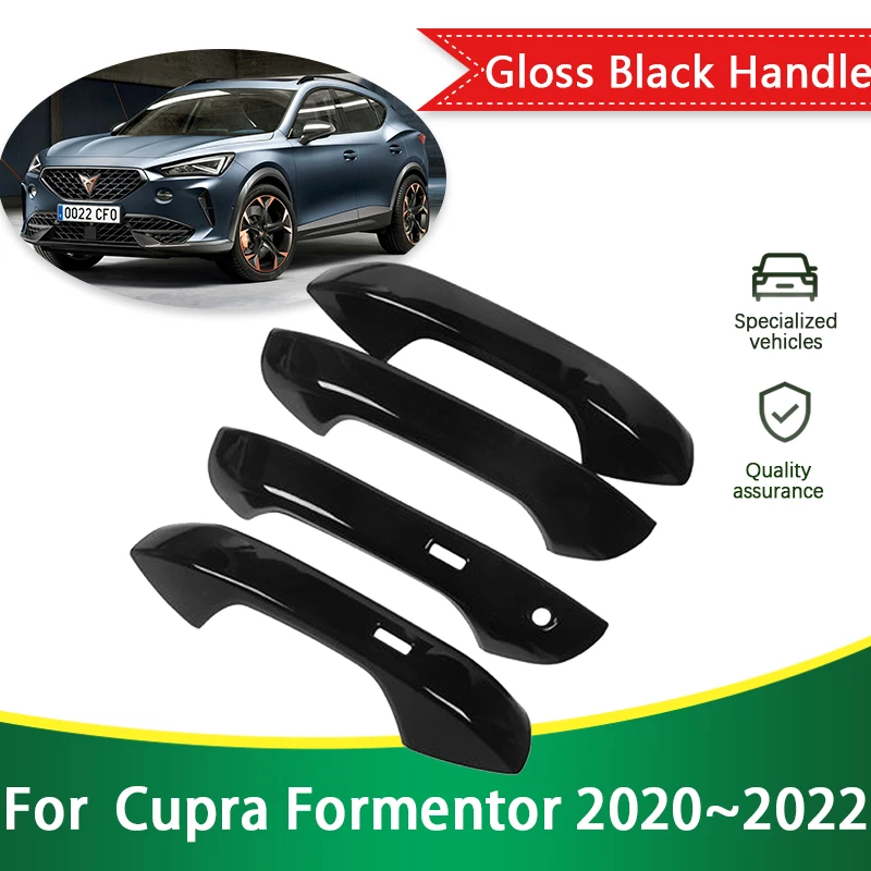 

for Cupra Formentor 2020 2021 2022 Gloss Black Outer Door Handle Cover Trim Car Styling Protective Accessories Gadget Stickers