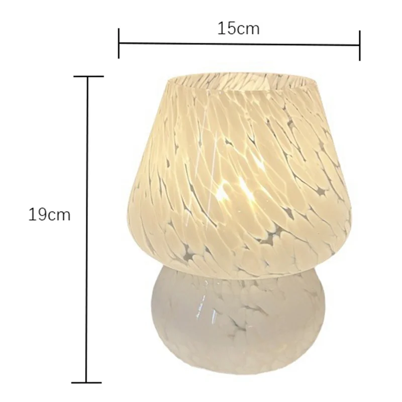 ABKO-Lampada a fungo in vetro colorato con punti di fiori, lampada da scrivania decorativa retrò americana, luce d'atmosfera da comodino USB