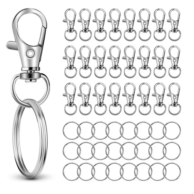 50 PCS In 25 Sets, Metal Swivel Lobster Claw Clasps, Snap Hooks And Sturdy Key Rings, For Key Chain Making Kit Eco-Friendly