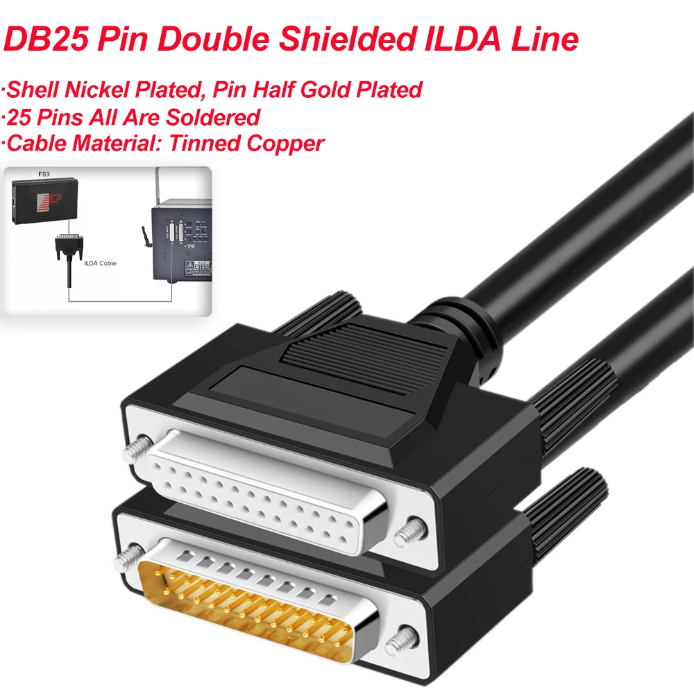 Laser light ILDA line DB25 pin double shielded signal line male and female docking stage performance FB4/FB3 laser light