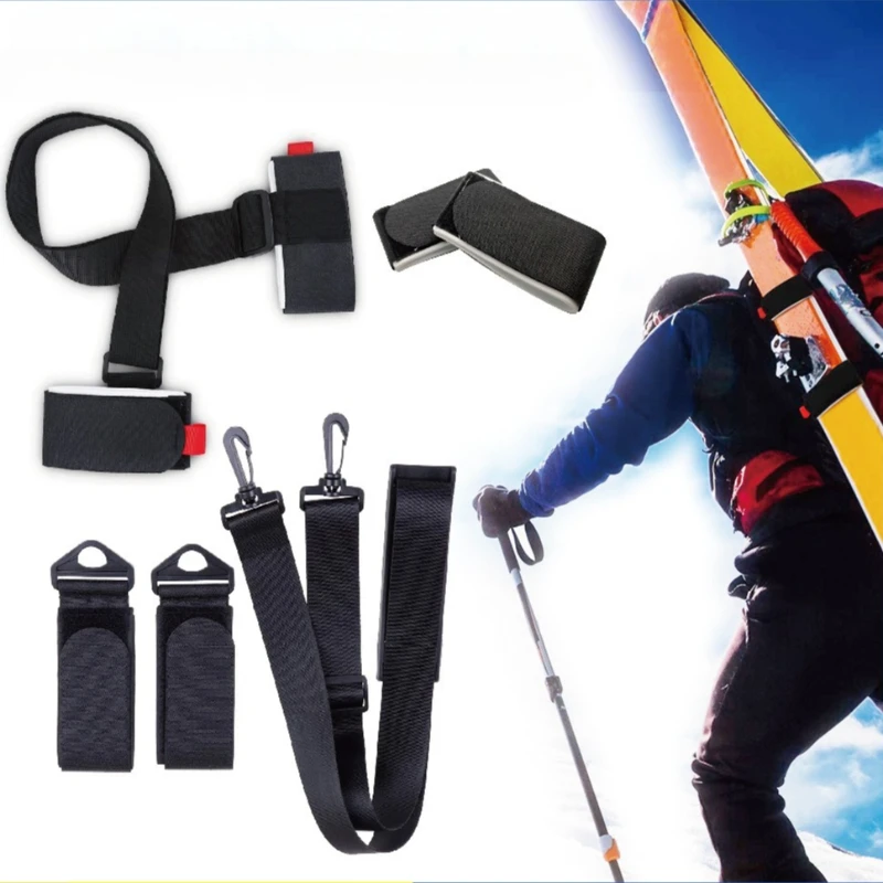 Skis Straps Hand-held Double Board Ski Sled Strap Adjustable Ski Straps Skiing Accessory for Easy Transportation of Ski Gear