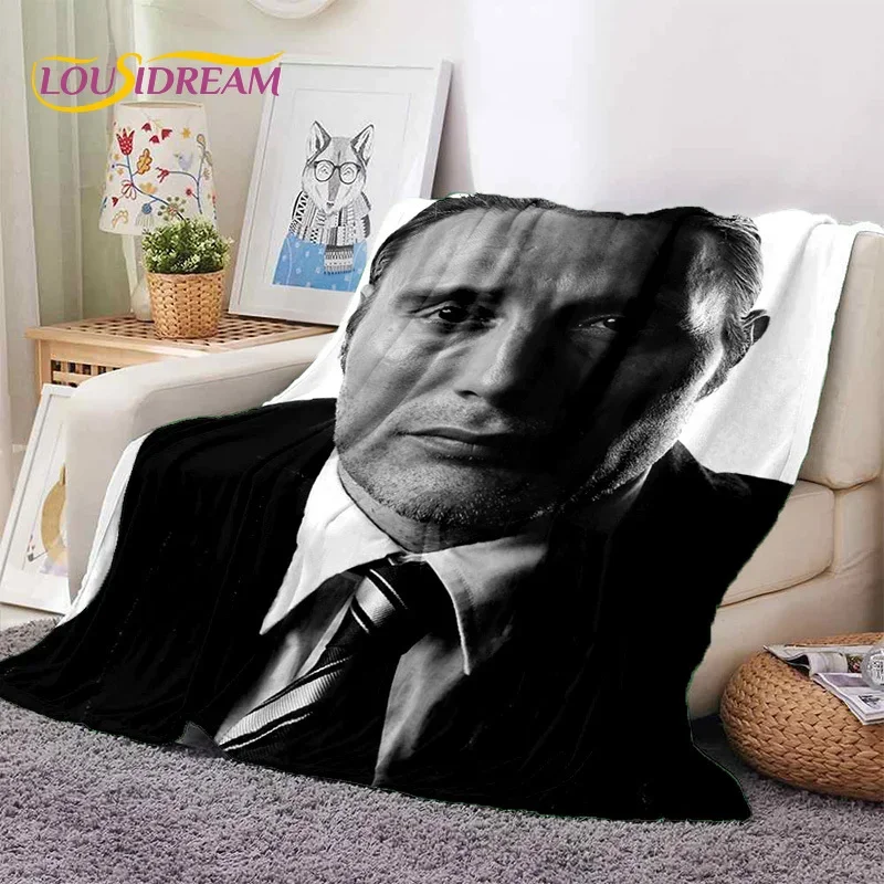 Mads Mikkelsen 3D Actor Star Soft Flannel Blanket for Beds Bedroom Sofa Picnic,Throw Blanket for Cover Outdoor Leisure Nap Gift