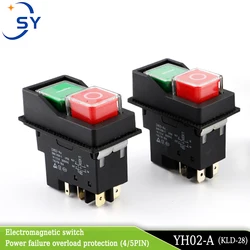 YH02-A KLD-28 4/5Pin Electromagnetic Start Stop Button Machine Tool Accessories Slicer Controller Magnetic Power Switch KJD17F