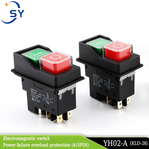 YH02-A KLD-28 4/5Pin botón de arranque y parada electromagnética accesorios de máquina herramienta controlador rebanador interruptor de alimentación magnético KJD17F