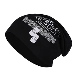 Fashion Letter Print Autumn Spring Baggy Slouchy Beanie Hat For Men Women Soft Cotton Ear Warmer Skullcaps New Hip Hop Bonnet