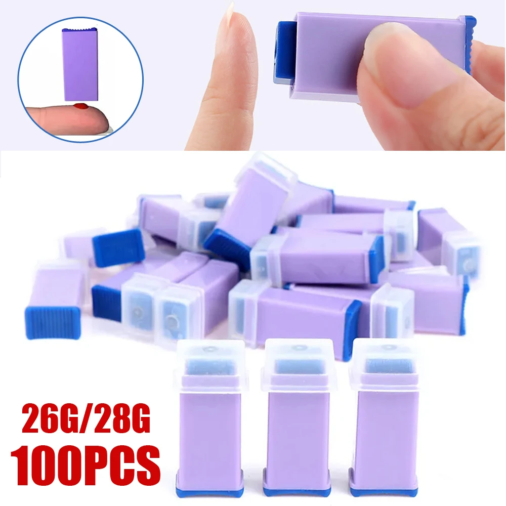 

For Finger Blood Glucose Test Blood Sampler Collect Tool 100pcs 26/28 Gauge Sterile Safety Lancet Diabetic Supplies Needles