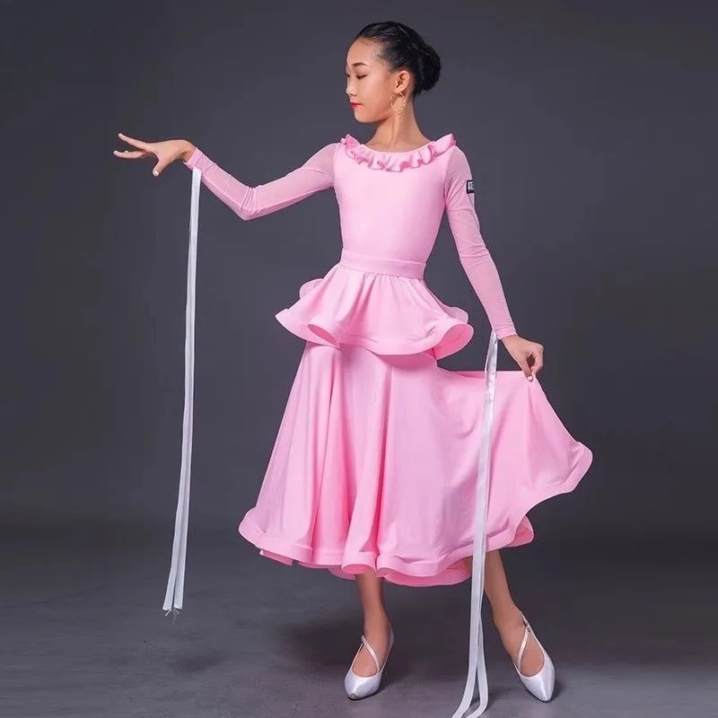 

Customized Latin Dancewear Children's Modern Dance Skirt Practice Dress National Standard Dance Social Waltz Performance Dress