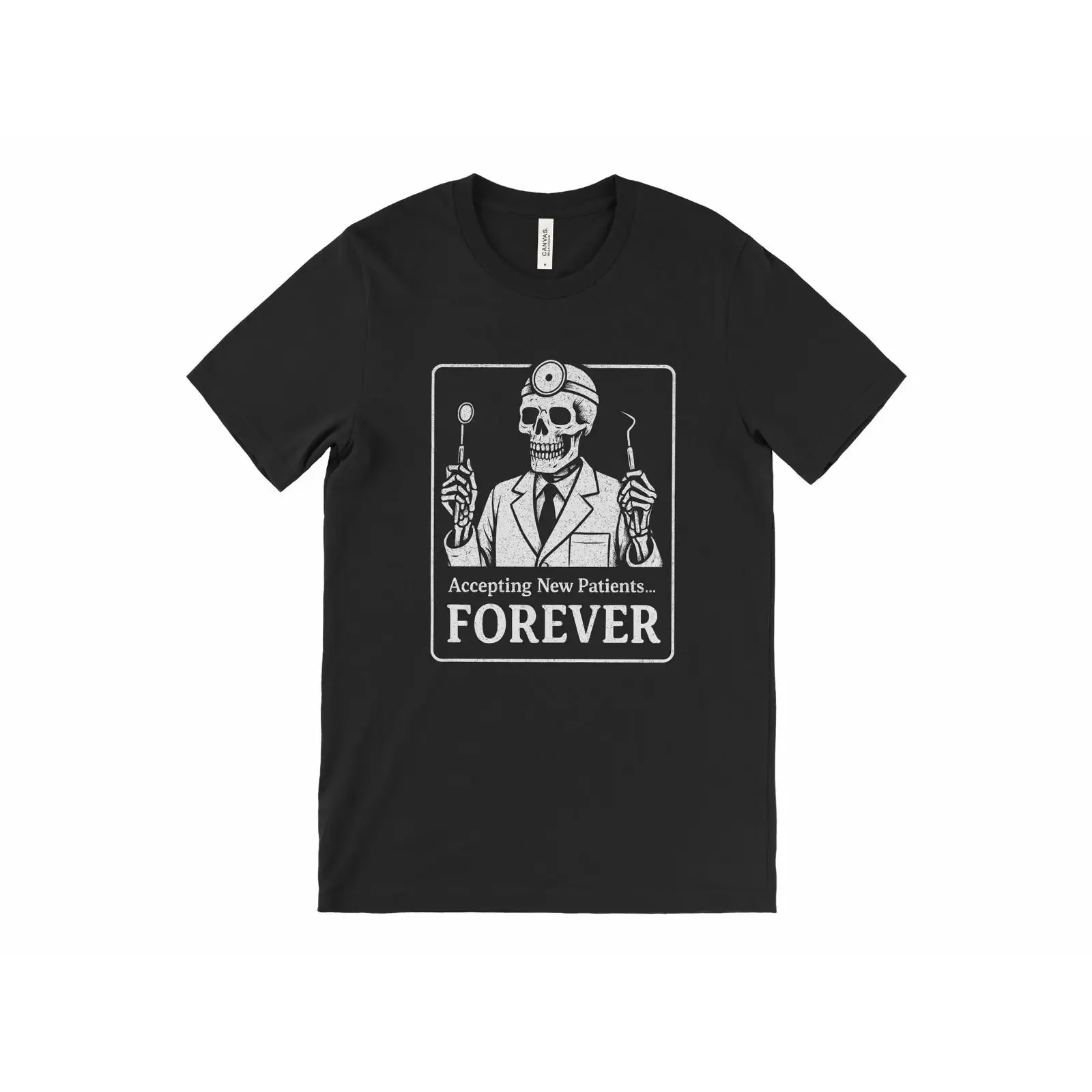 Dentist Skeleton T Shirt Funny Retro Halloween Accepting New Patients Forever vintage Washed Versatile streetwear Soft