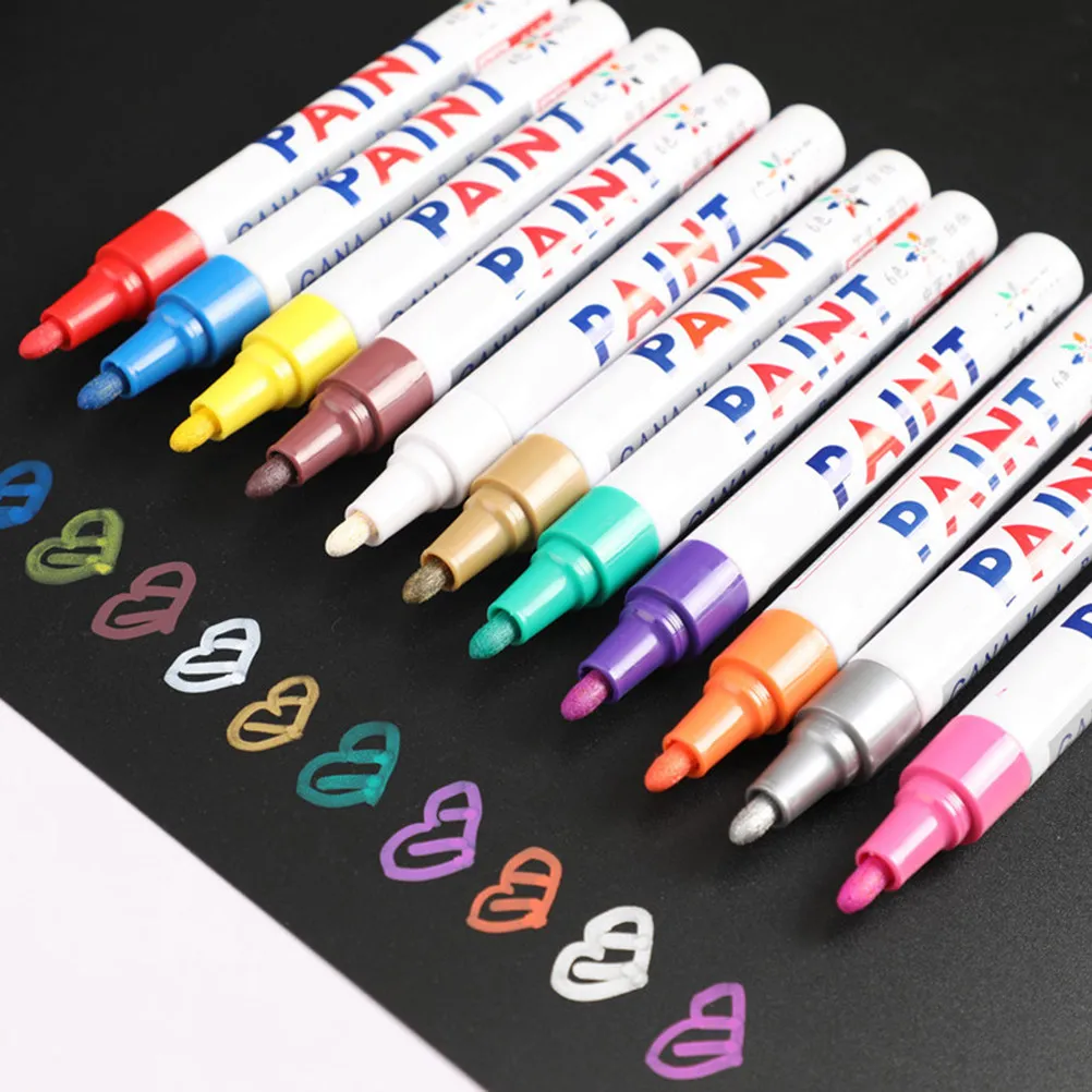 12Pcs Premium Tire Ink Paint Marker Set for Car Scratch Repair Rust Prevention on Rubber Metal Glass Wood Concealing Line