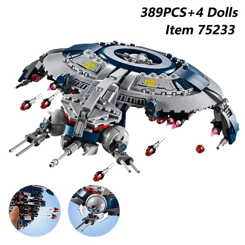 329PCS Droid Gunship Nave Astronave Compatibile 75233 Building Blocks 4 Bambole Modello di Lotta Spaziale Assembla Giocattoli Da Combattente Mattoni Per Bambini