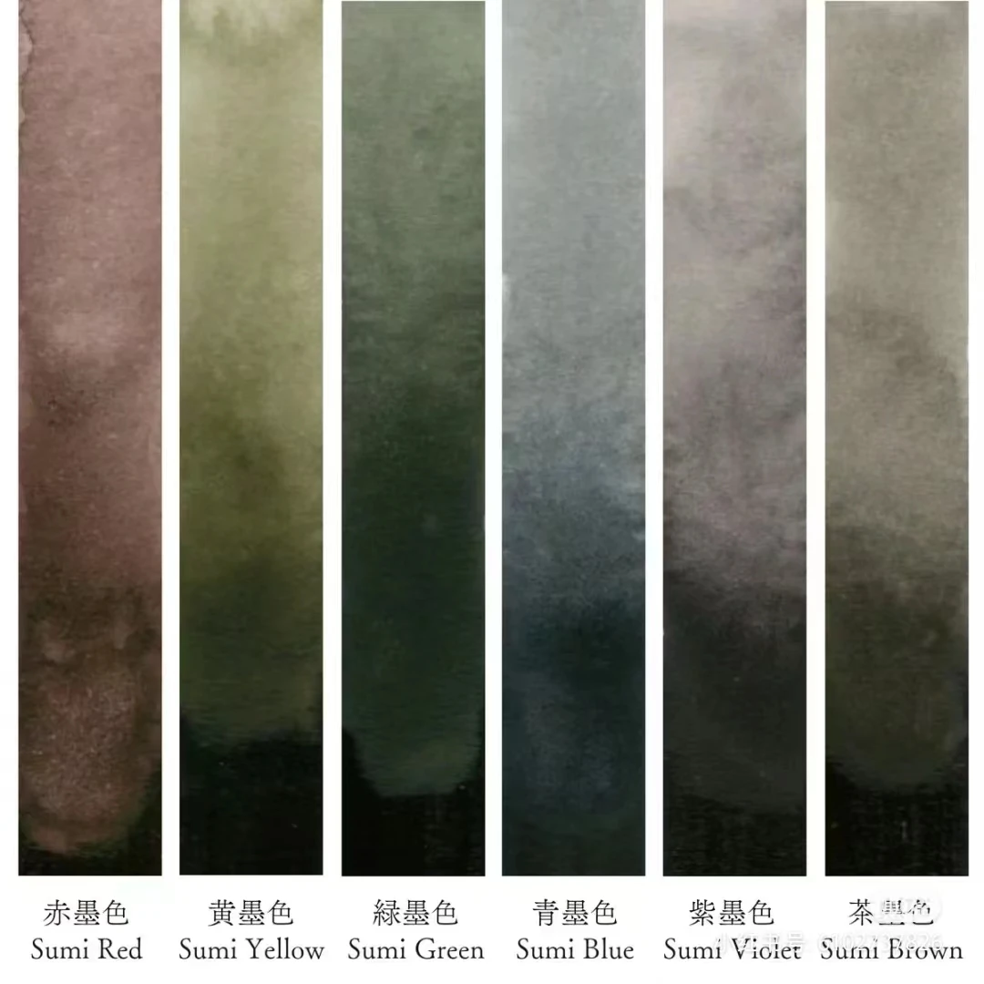 kuretake gansai tambi sumi colors new limited smoky grey 6 colors watercolor paints artist Drawing aquarel pigments art supplies