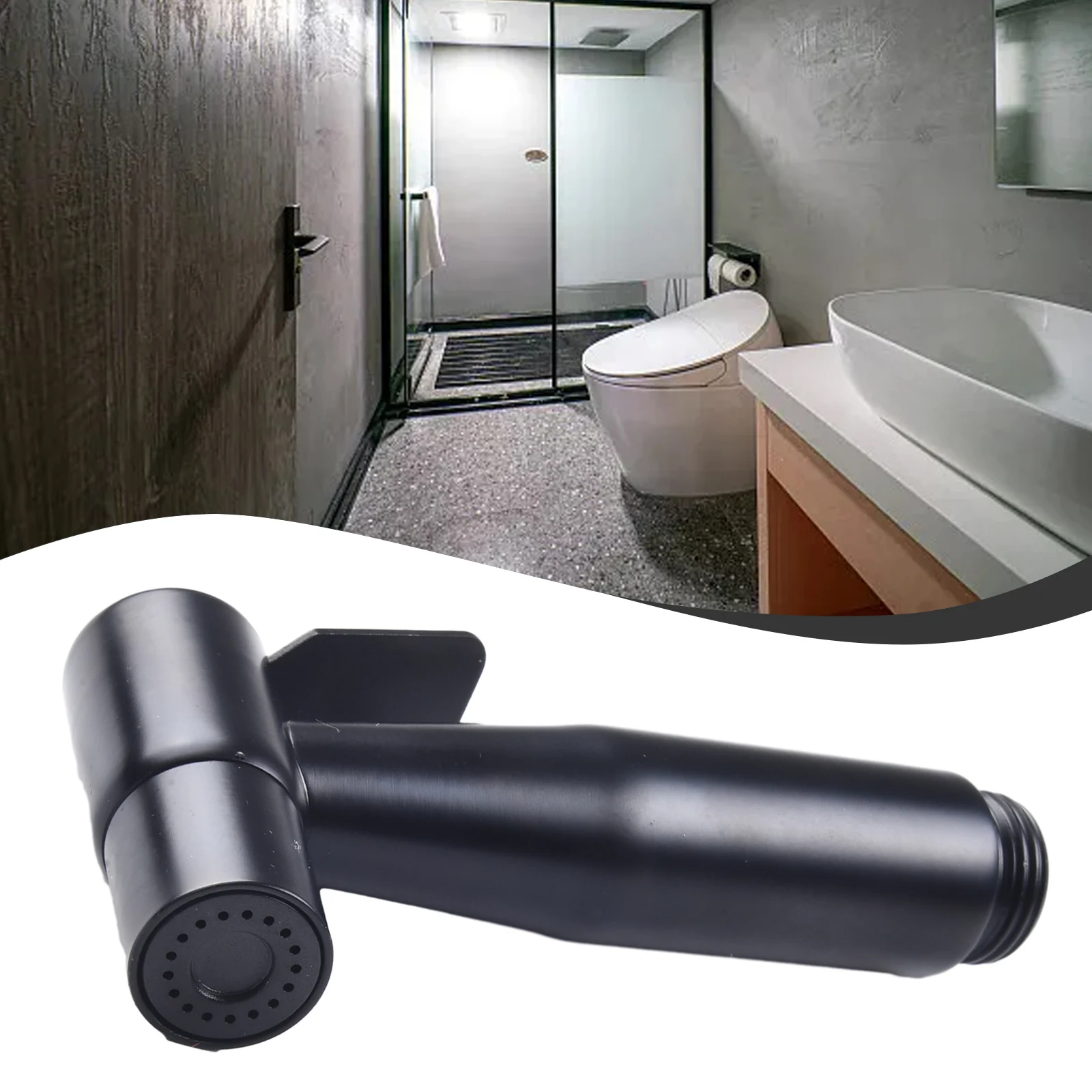 Stainless Steel Bidet Spray Handheld Black Toilet Wash Bidet Faucet Sprayer Shower Head 11.5x5.3cm Toilet Cleaning Tool