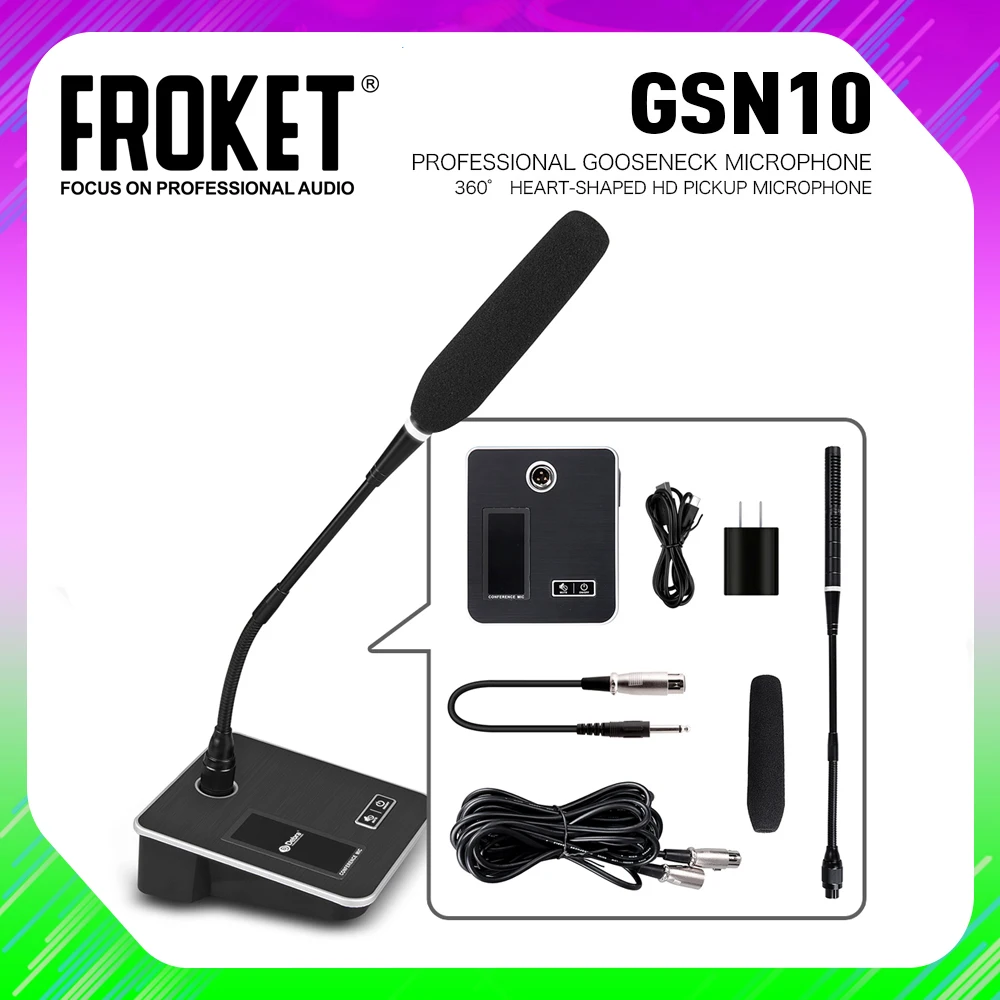 GSN10 Desktop Mic Microphone Professional Gooseneck Dynamic Microphone High Sensitivity Low Noise, Suitable For Hosting Meetings