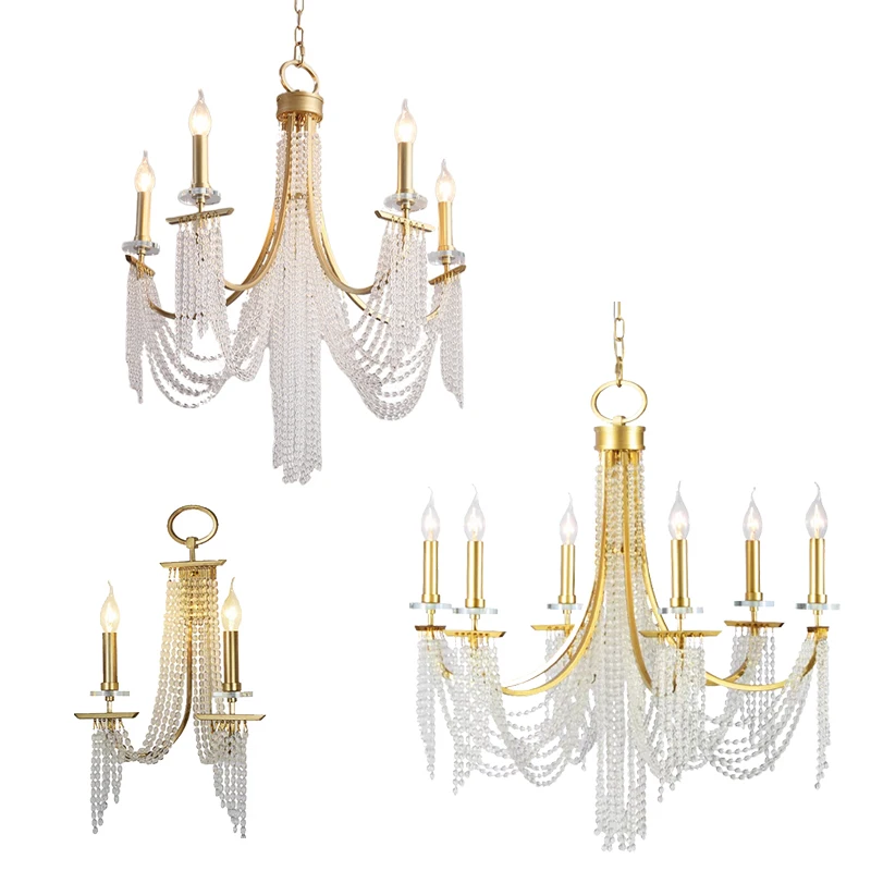 Art Classical Design Candle Crystal Hall Chandelier for Living Room Bedroom Dinning Room Home Decoration Lighting Lustre Fixture