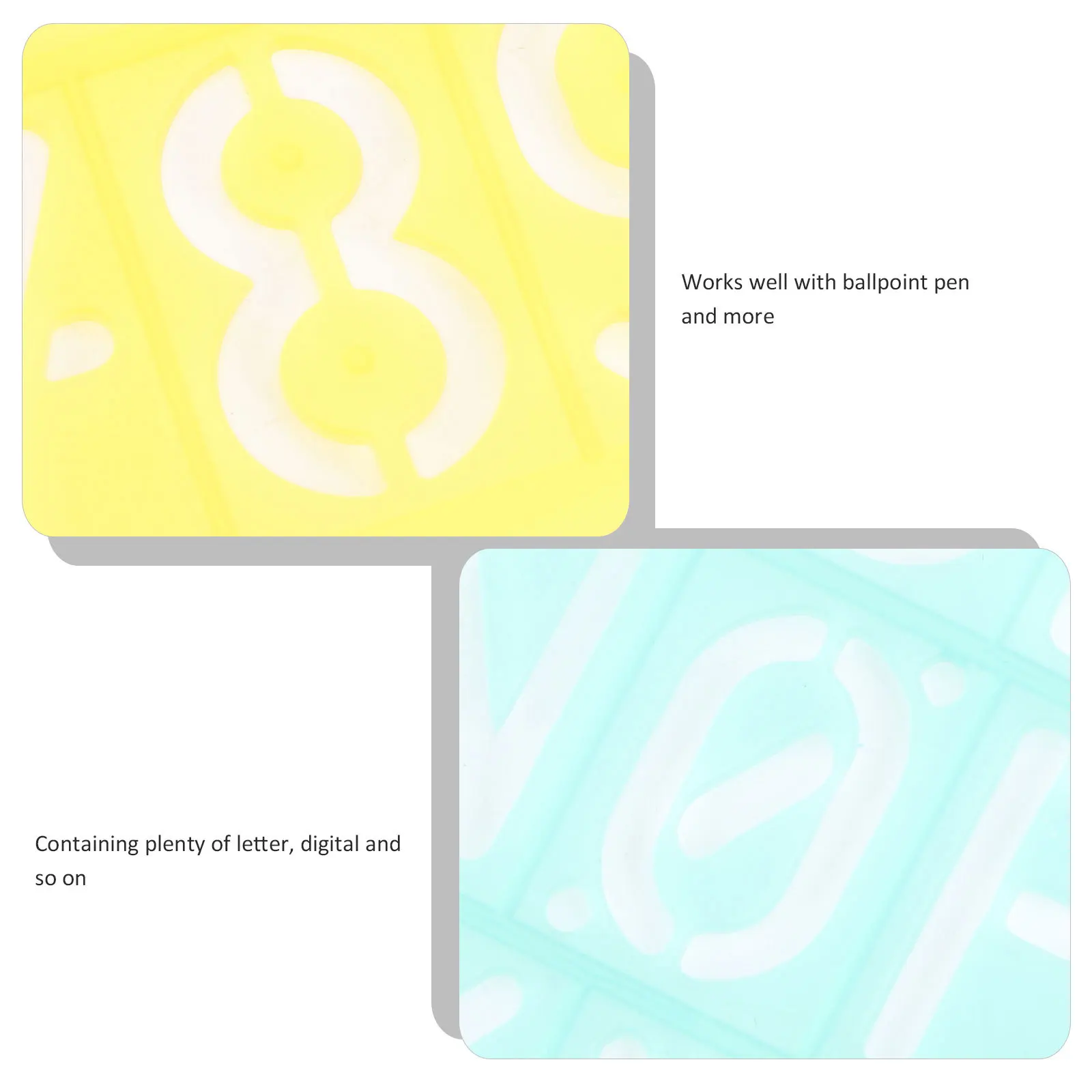 4Sets Symbol Template Ruler Sturdy Plastic Letter Number Drawing Stencil for Cloth Art Wall Decor Gift Card School Craft Use