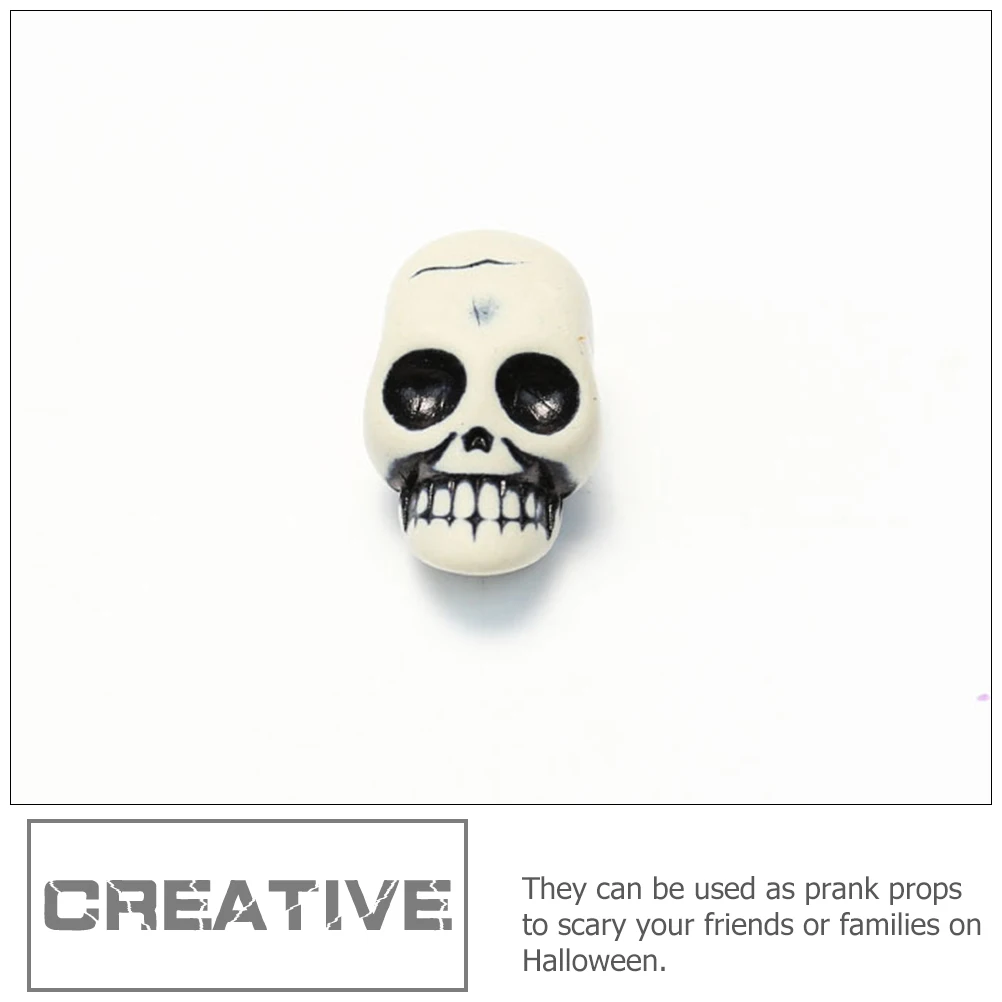 

25 Pcs Mini Skull Decor Realistic Resin Halloween Heads Tiny Horror Figurine Desktop Sculpture Toy Prank Props