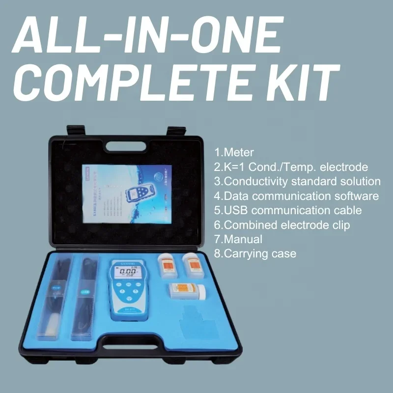 NEW Accurate Handheld Conductivity Meter Kit TDS/EC/Salinity/Resistivity Switch Display With Data Logger IP57 For Field Usage