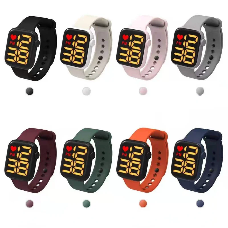 New 1 Inch Small Square LED Electronic Watch Couple Children Button White Light Student Simple Sports Wrist Watches Wholesale