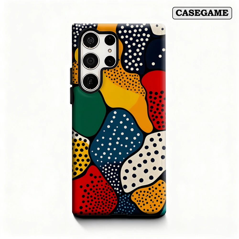 Casegame Phone Case for Samsung Galaxy S25 S26 Ultra S24 S23 Ultra Plus Shockproof Double Layer Colorful Polka Dots Cover