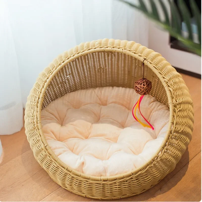 Rattan-Style Spacious Cat Villa Eco-Friendly And Non-Toxic Pet House Large Play Area Shelter Breathable Kitten Safe Zone