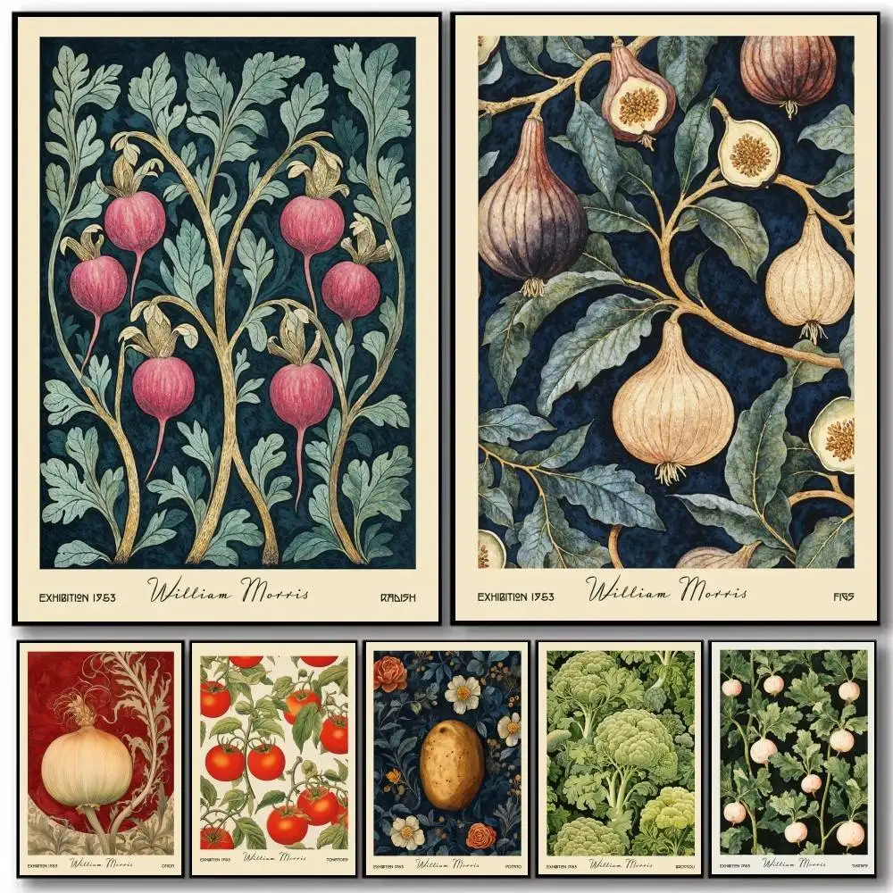 Kitchen Food Fruit Vegetable Potato Lemon William Morris Retro Poster Art With Prints Home Bedroom Living Room Decoration Gift
