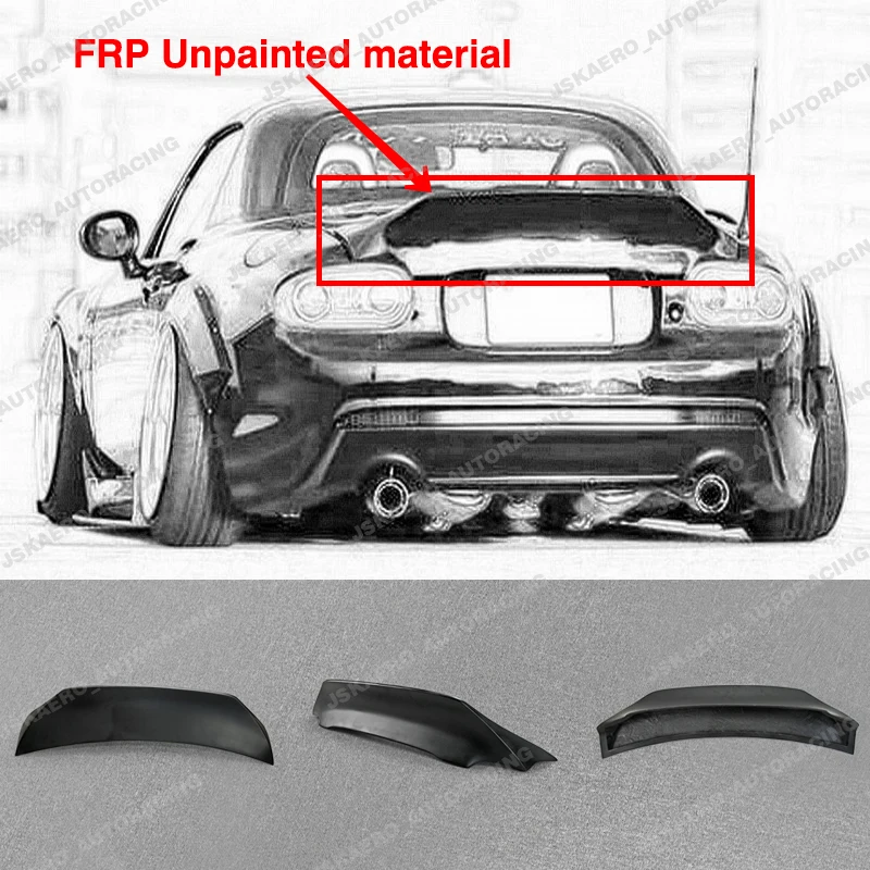 

FRP Unpainted For Mazda MX5 Soft Top NC Miata Rear Trunk Spoiler Duckbill Wing car BodyKits