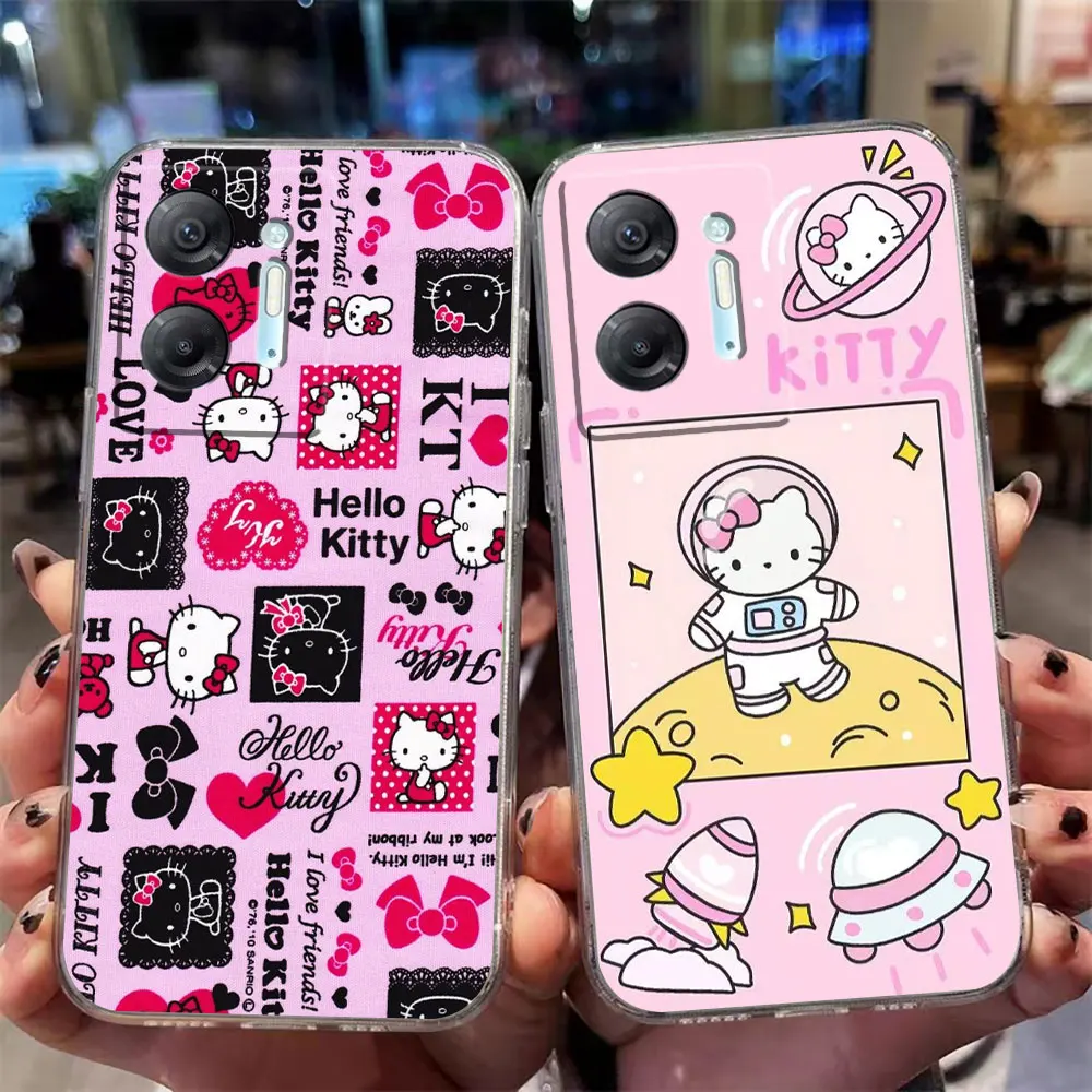 Clear Phone Case For Infinix HOT 9 10 11 12 12i 20 20s 30 30i POVA 2 3 4 PRO PLAY Case Funda Capa Cute Cartoon Cat Hello K-Kitty