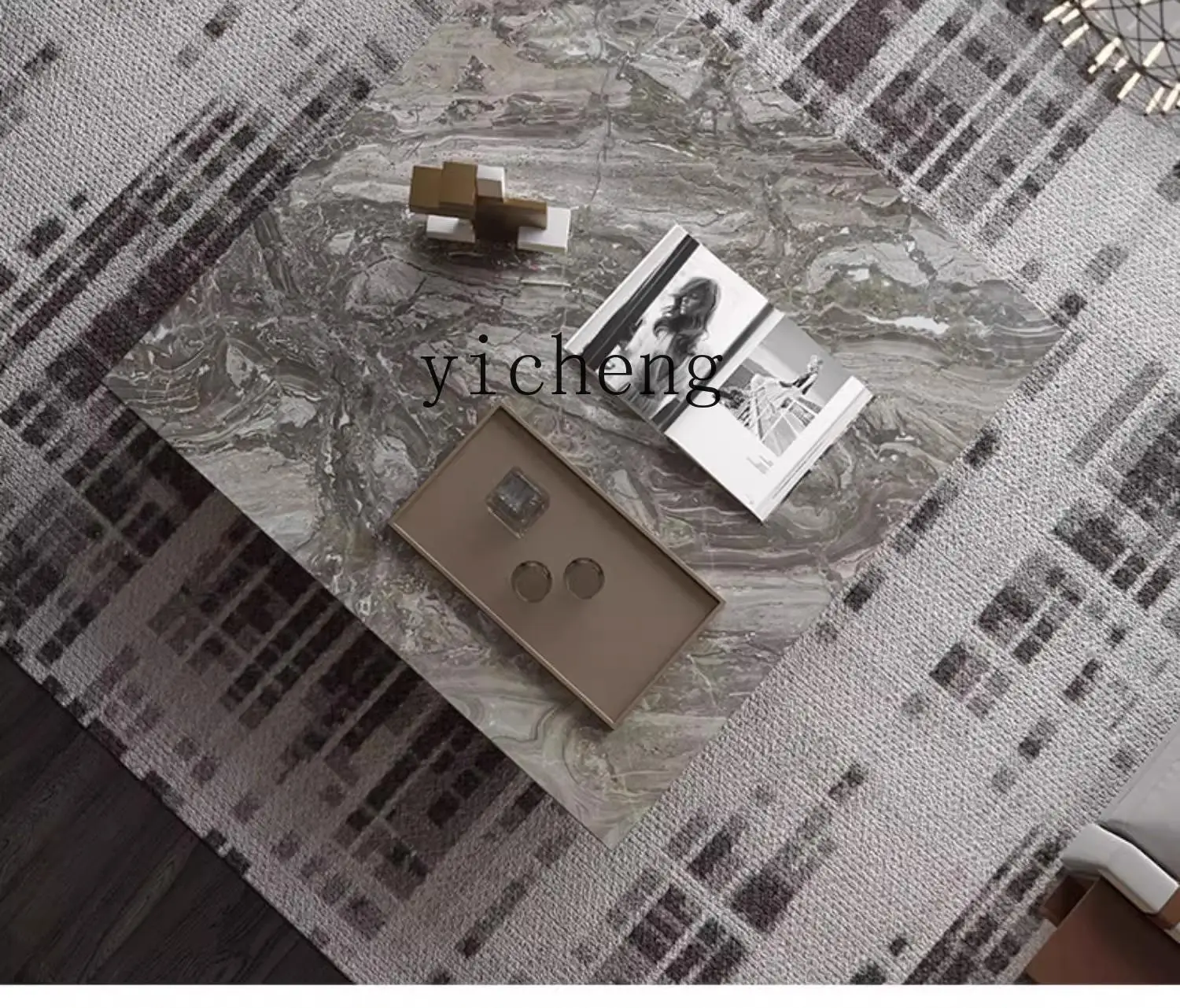 

Natural Marble Square Coffee Table Box Square Light Luxury Stone Coffee Table